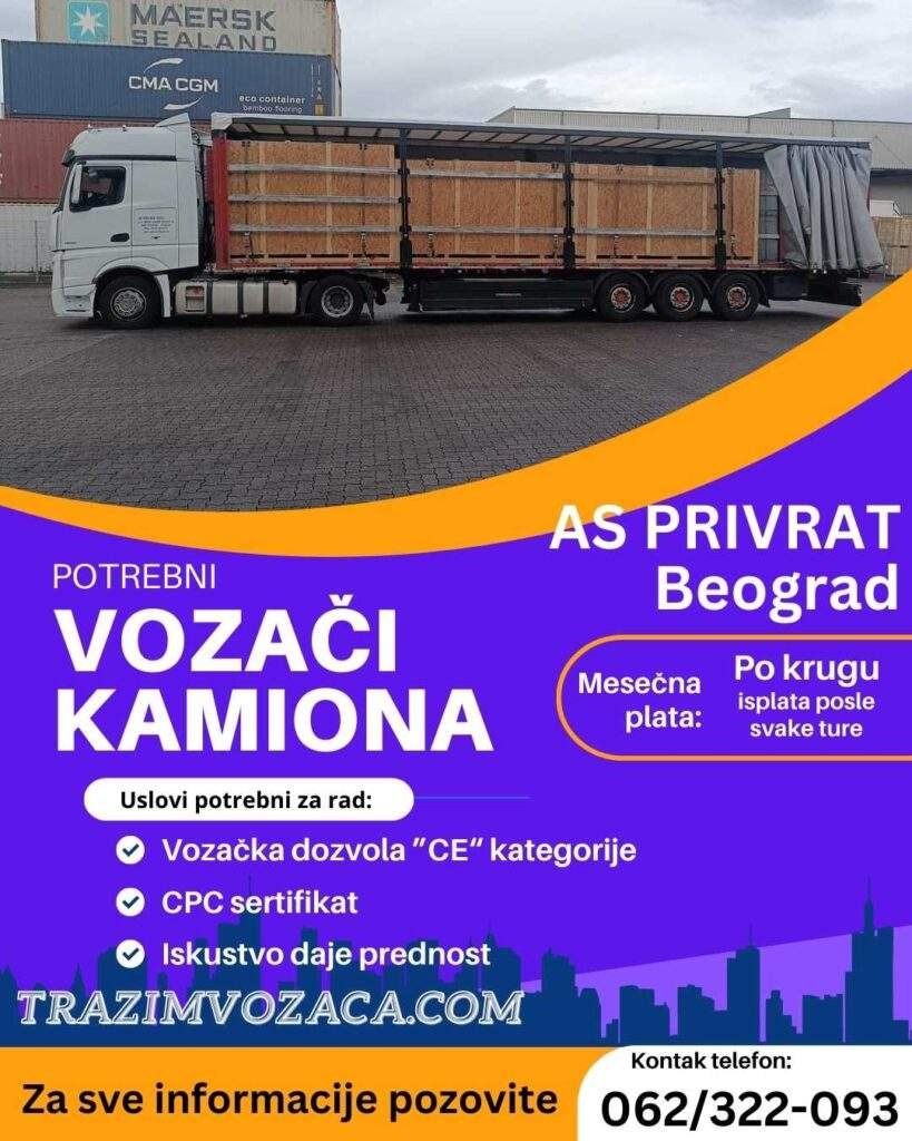 Oglas za posao vozaca u beogradu