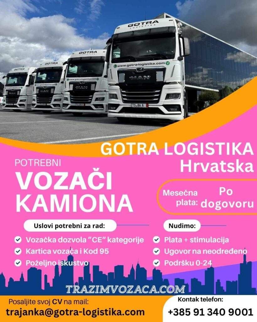 Gotra Logistika oglas za posao vozaca u hrvatskoj ce kategorija