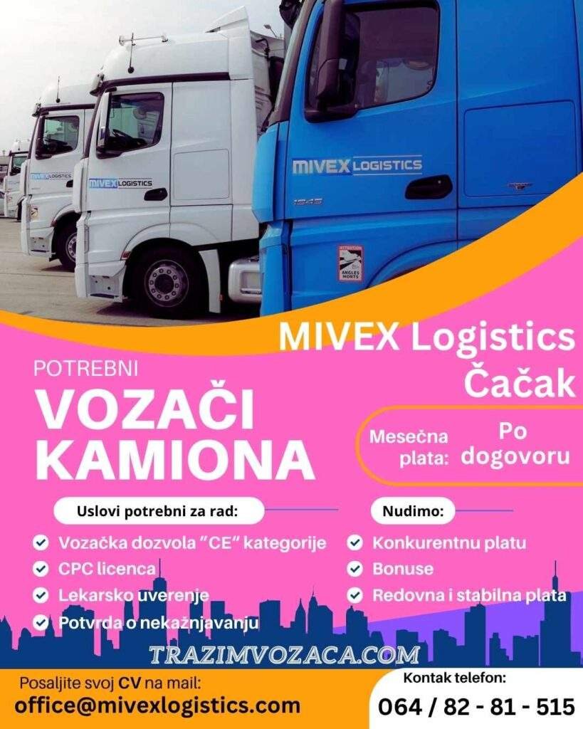 Mivex cacak oglas za posao vozaca ce kategorije