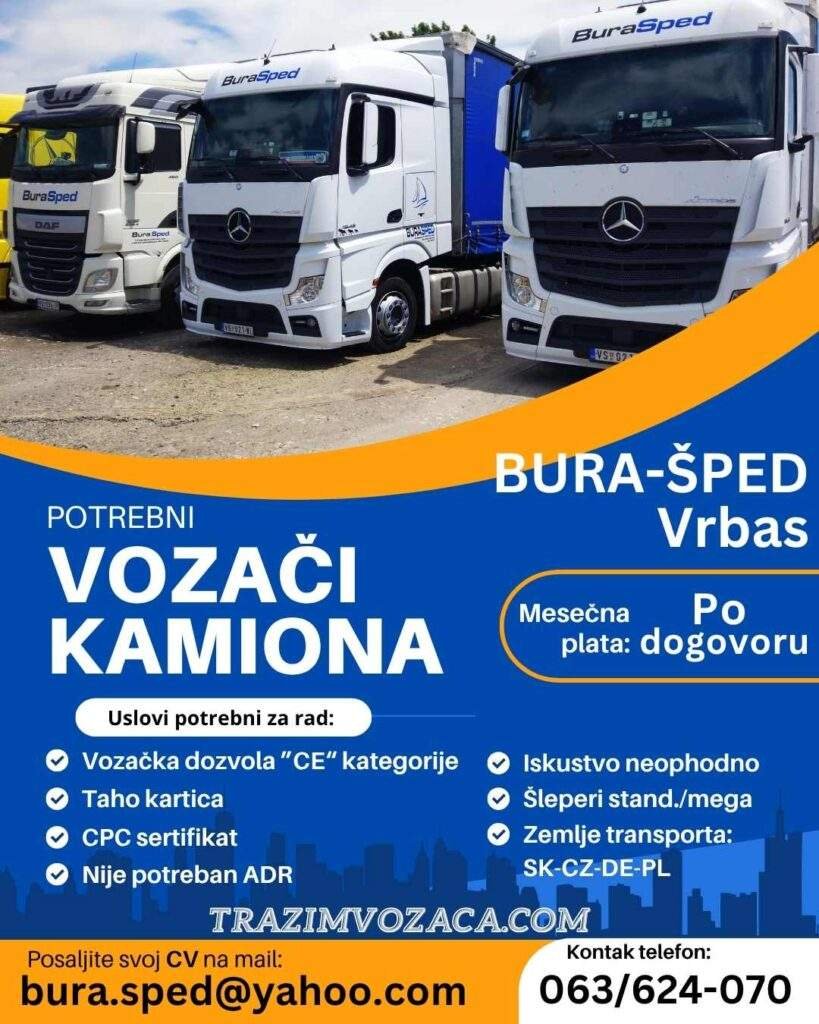 posao vozaca vrbas kul srbobran novi sad oglas