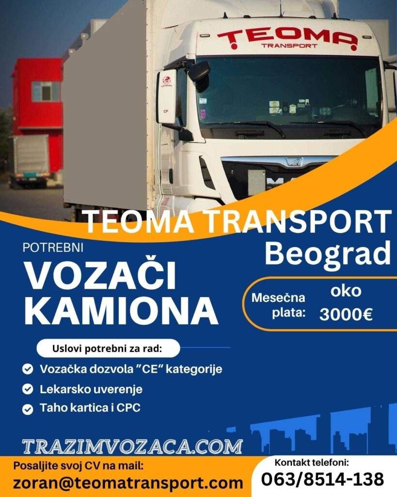 oglas za posao vozača ce kategorije beograd
