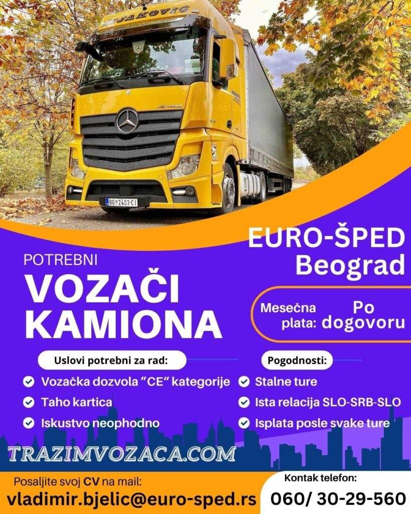 oglas za posao vozaca beograd ce kategorija euro šped šijakovic rade