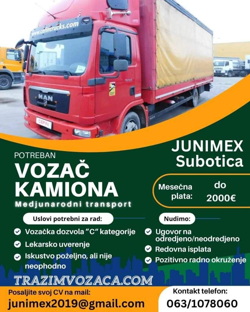 posao vozača c kategorije subotica