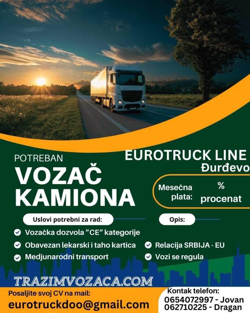 oglas sa posao vozača ce kategorije Novi sad