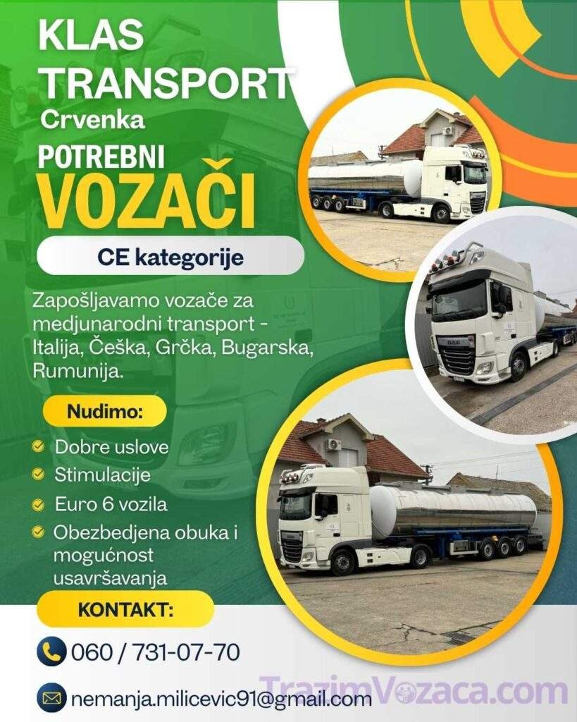 posao vozača u opštini sombor crvenka klas