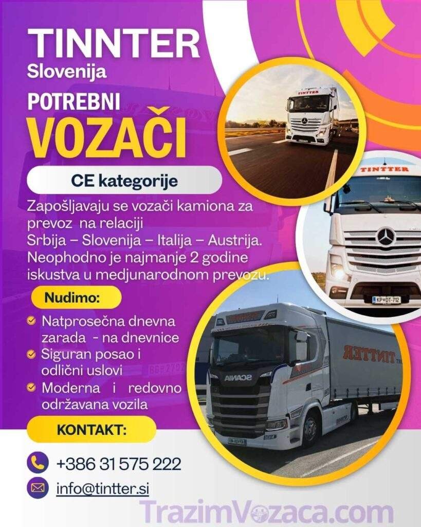 oglas za psoao vozača u sloveniji tintter transport koper